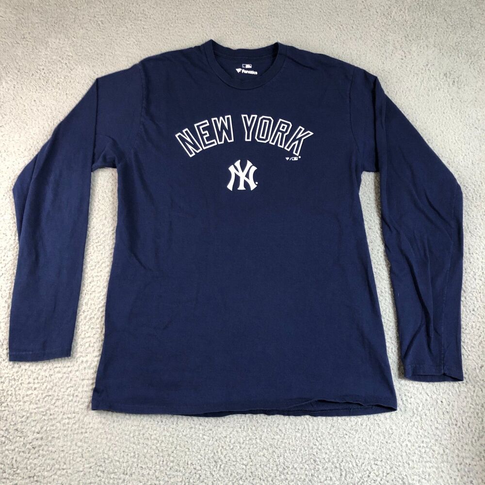 New York Yankees Shirt Mens Medium Blue Baseball MLB Sportswear Athletic Logo